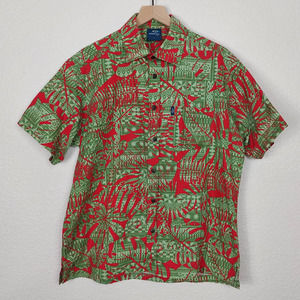 Aisokula Fiji Island Short Sleeve Button Down Shirts Mens Large